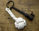 cotton monkey fist keyring on old key