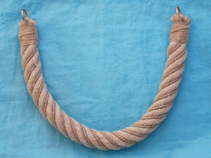 curtain tie-backs in 24mm hemp rope wound with hemp cord